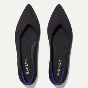 Rothy's Women's Black 'The Point II' Flats with Blue Trim - Size 9W